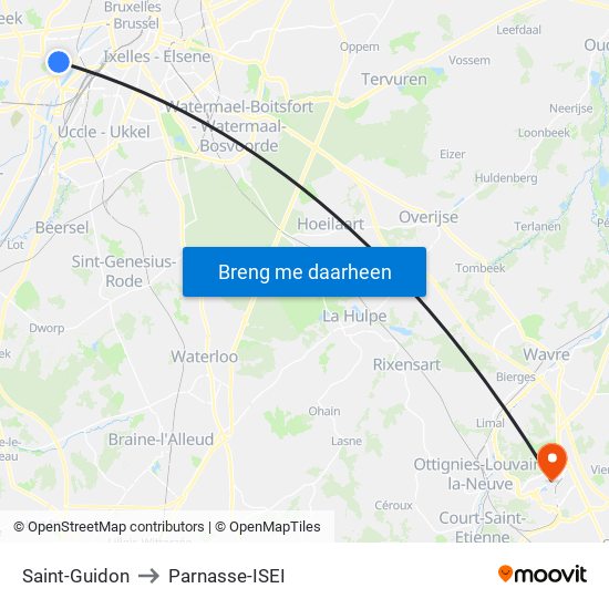 Saint-Guidon to Parnasse-ISEI map