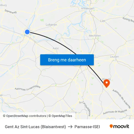 Gent Az Sint-Lucas (Blaisantvest) to Parnasse-ISEI map