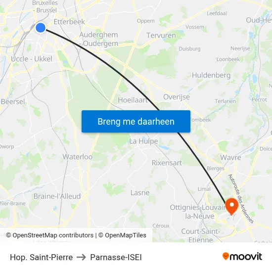 Hop. Saint-Pierre to Parnasse-ISEI map