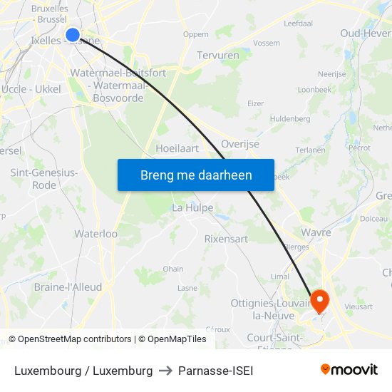 Luxembourg / Luxemburg to Parnasse-ISEI map