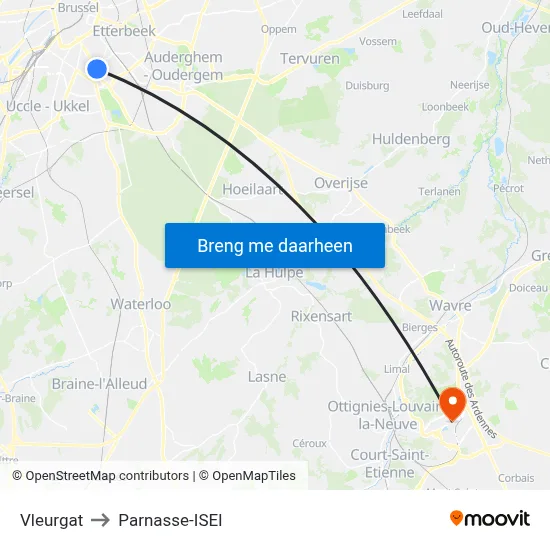 Vleurgat to Parnasse-ISEI map