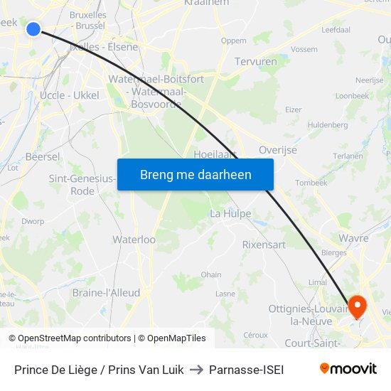 Prince De Liège / Prins Van Luik to Parnasse-ISEI map