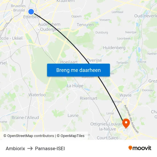 Ambiorix to Parnasse-ISEI map