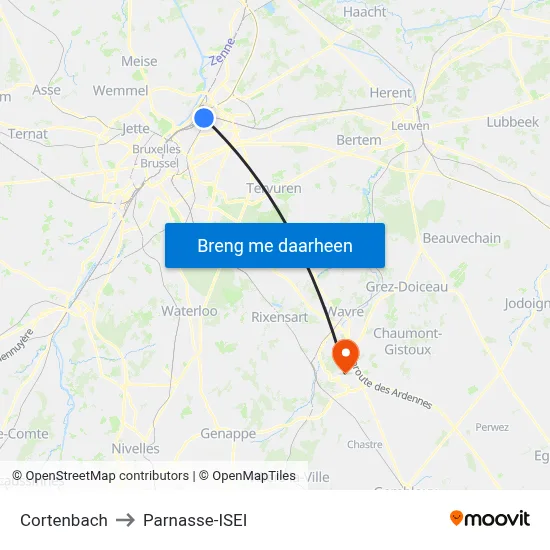 Cortenbach to Parnasse-ISEI map