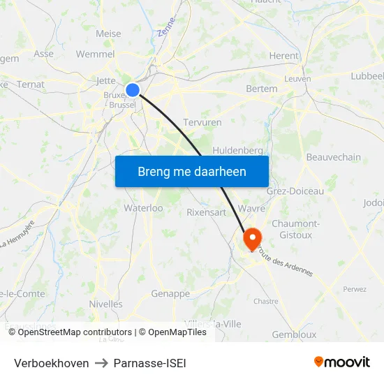 Verboekhoven to Parnasse-ISEI map