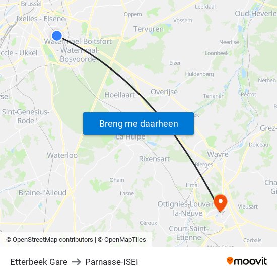 Etterbeek Gare to Parnasse-ISEI map
