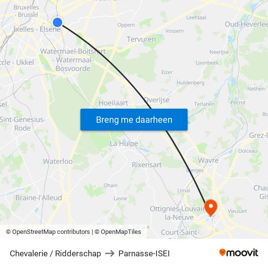 Chevalerie / Ridderschap to Parnasse-ISEI map