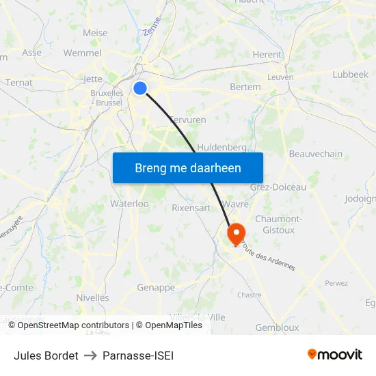 Jules Bordet to Parnasse-ISEI map