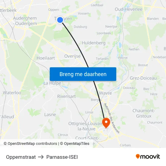 Oppemstraat to Parnasse-ISEI map