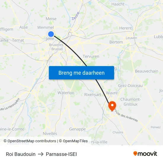 Roi Baudouin to Parnasse-ISEI map