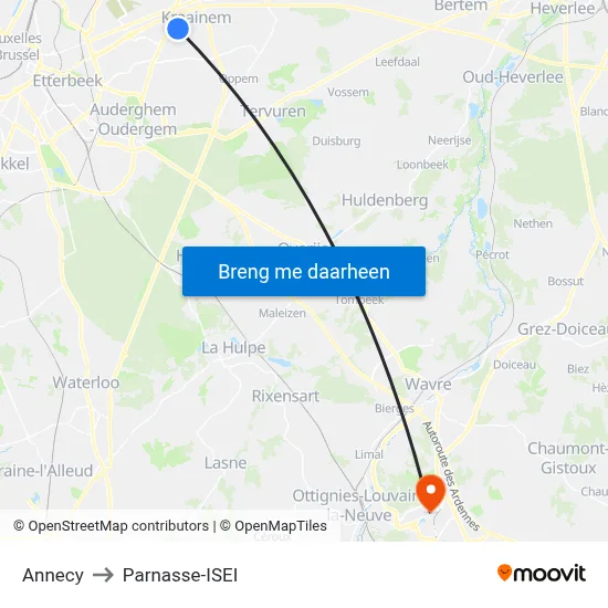 Annecy to Parnasse-ISEI map