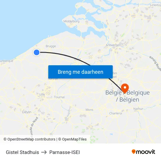 Gistel Stadhuis to Parnasse-ISEI map