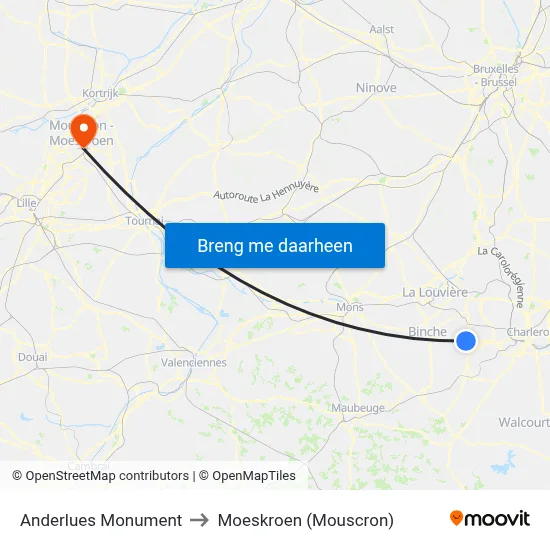 Anderlues Monument to Moeskroen (Mouscron) map