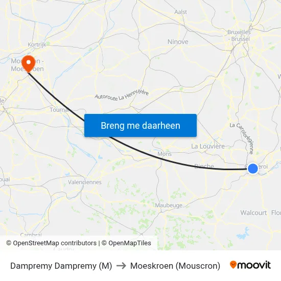 Dampremy Dampremy (M) to Moeskroen (Mouscron) map