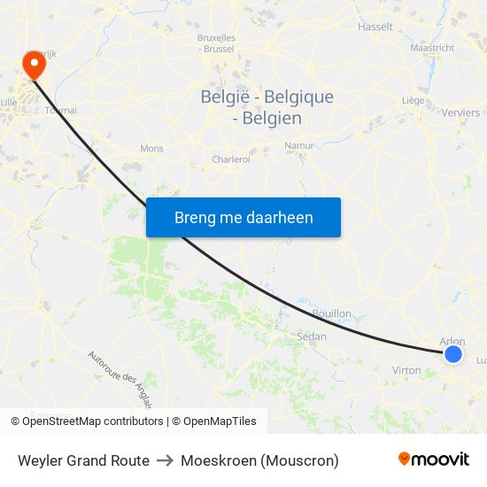 Weyler Grand Route to Moeskroen (Mouscron) map