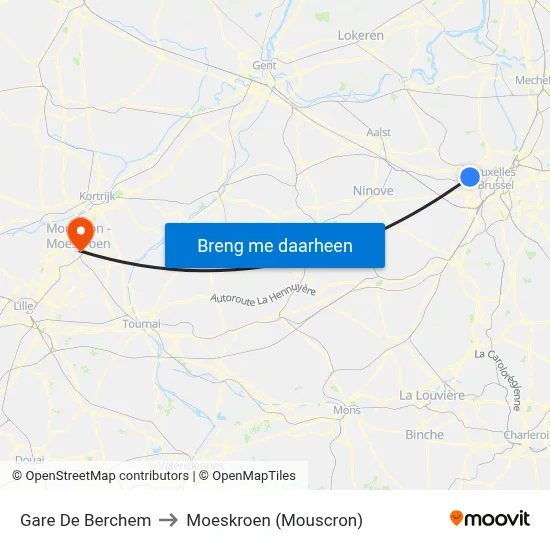 Gare De Berchem to Moeskroen (Mouscron) map