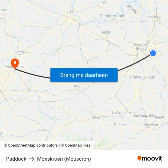 Paddock to Moeskroen (Mouscron) map