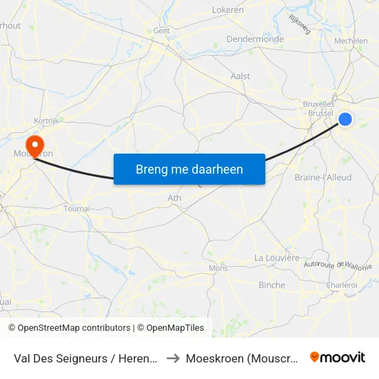 Val Des Seigneurs to Moeskroen (Mouscron) map