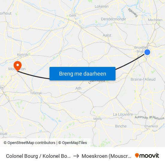 Colonel Bourg / Kolonel Bourg to Moeskroen (Mouscron) map
