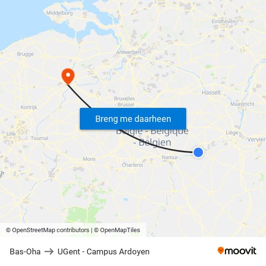 Bas-Oha to UGent - Campus Ardoyen map