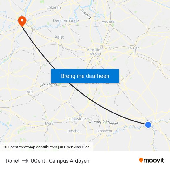 Ronet to UGent - Campus Ardoyen map