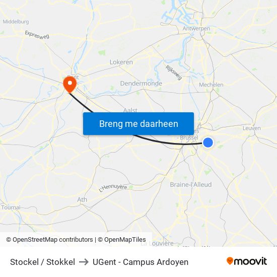 Stockel / Stokkel to UGent - Campus Ardoyen map