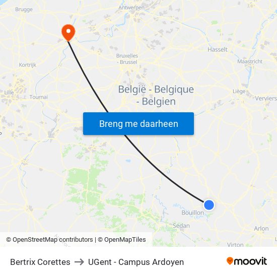 Bertrix Corettes to UGent - Campus Ardoyen map