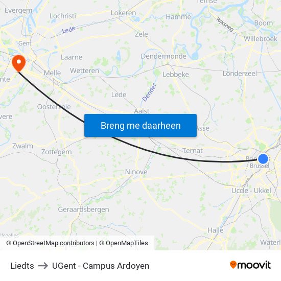 Liedts to UGent - Campus Ardoyen map