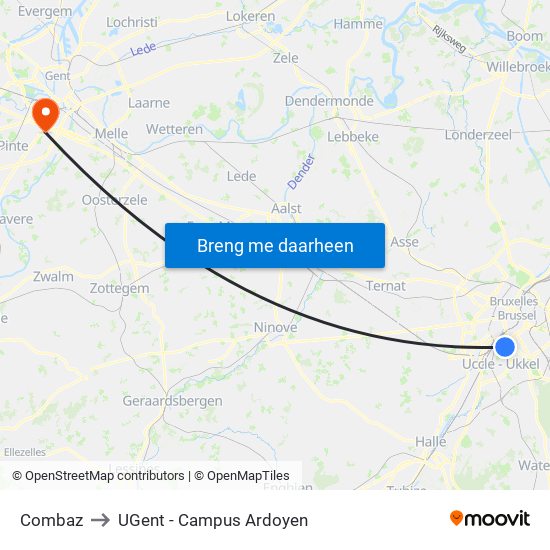 Combaz to UGent - Campus Ardoyen map
