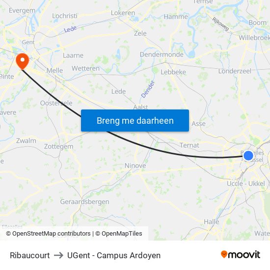 Ribaucourt to UGent - Campus Ardoyen map