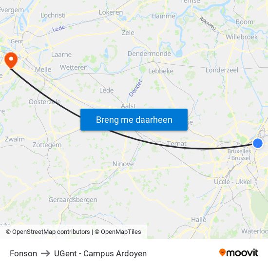 Fonson to UGent - Campus Ardoyen map