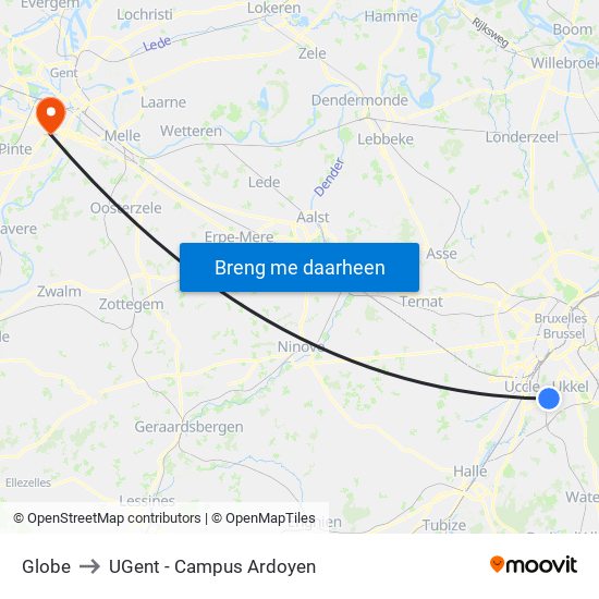 Globe to UGent - Campus Ardoyen map