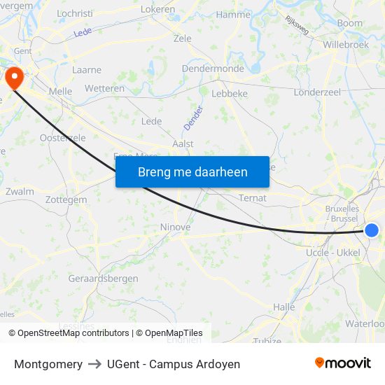 Montgomery to UGent - Campus Ardoyen map