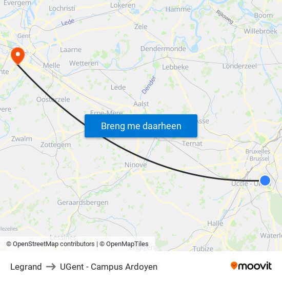 Legrand to UGent - Campus Ardoyen map
