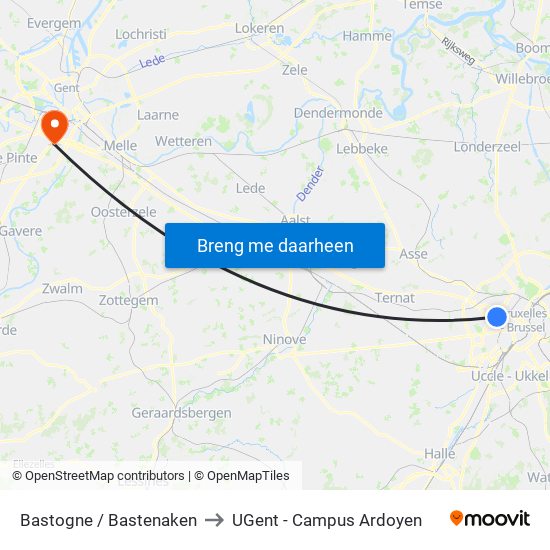 Bastogne / Bastenaken to UGent - Campus Ardoyen map
