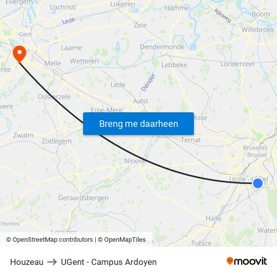 Houzeau to UGent - Campus Ardoyen map