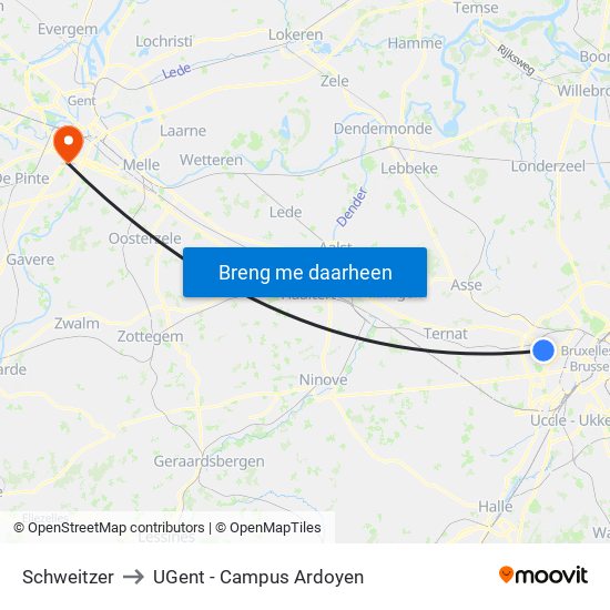 Schweitzer to UGent - Campus Ardoyen map