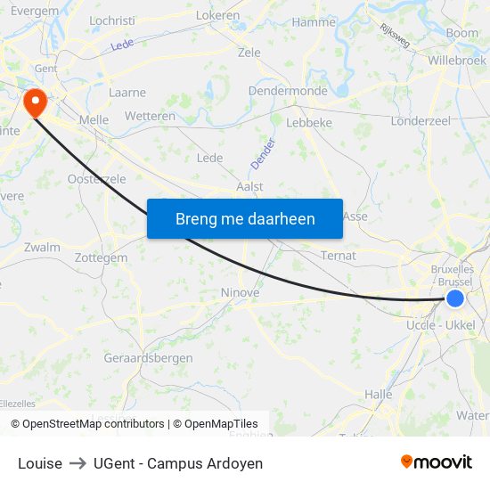Louise to UGent - Campus Ardoyen map
