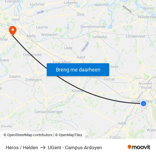 Héros / Helden to UGent - Campus Ardoyen map