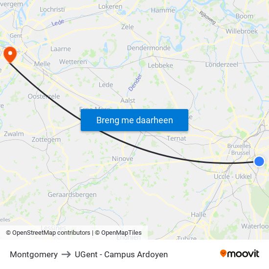 Montgomery to UGent - Campus Ardoyen map