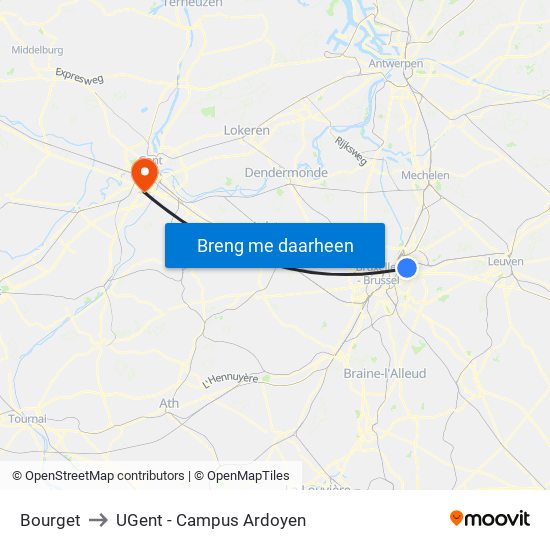 Bourget to UGent - Campus Ardoyen map