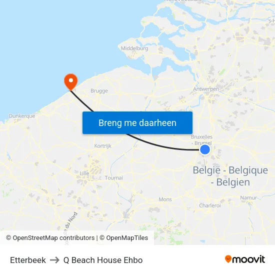 Etterbeek to Q Beach House Ehbo map