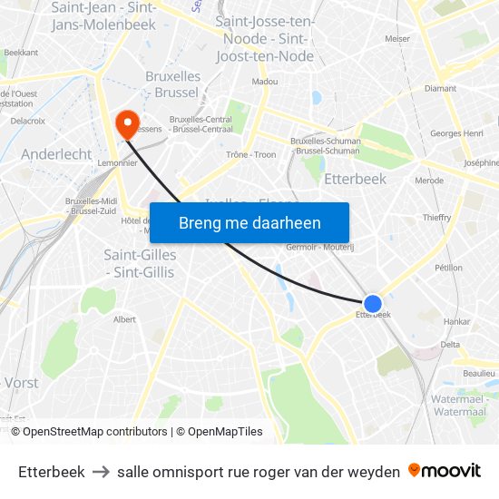 Etterbeek to salle omnisport rue roger van der weyden map