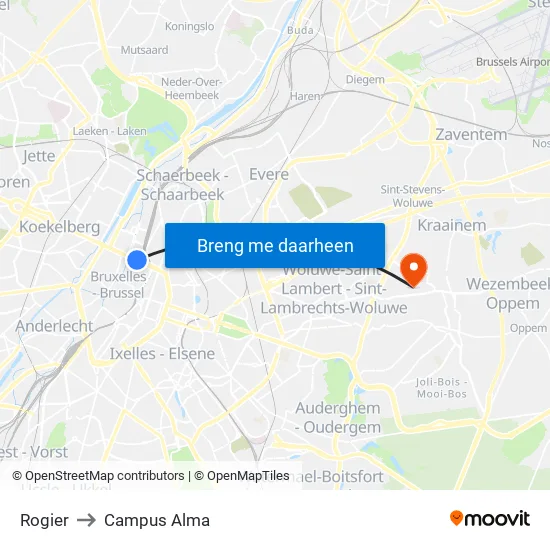 Rogier to Campus Alma map