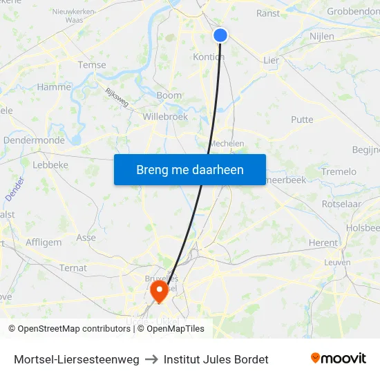 Mortsel-Liersesteenweg to Institut Jules Bordet map
