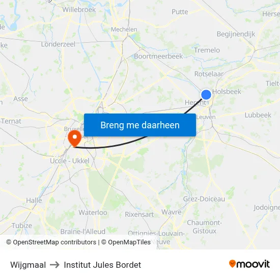 Wijgmaal to Institut Jules Bordet map