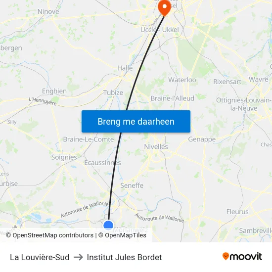 La Louvière-Sud to Institut Jules Bordet map