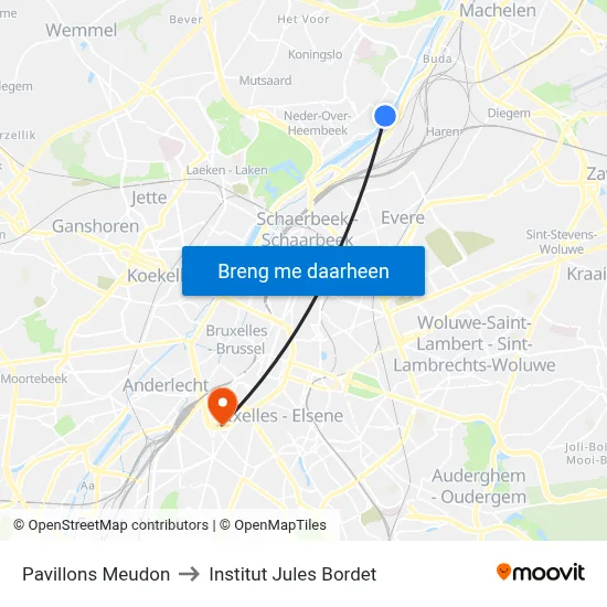 Pavillons Meudon to Institut Jules Bordet map