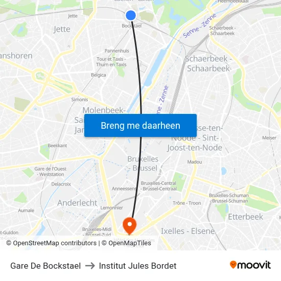 Gare De Bockstael to Institut Jules Bordet map