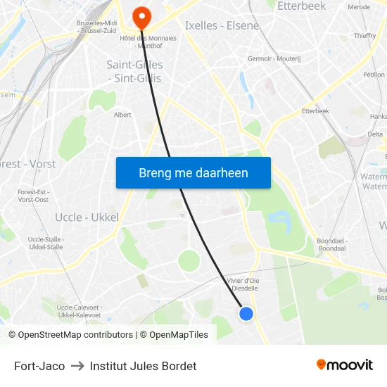 Fort-Jaco to Institut Jules Bordet map